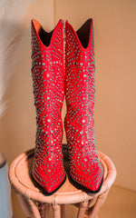 Beast Autumn Tall Studded Boot in Red