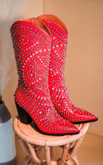 Beast Autumn Tall Studded Boot in Red