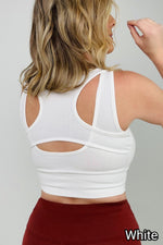 "Alex" White Birch Sleeveless Ribbed Knit Bralette