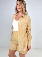 Mountains of Chic Striped Button Down and Shorts Set