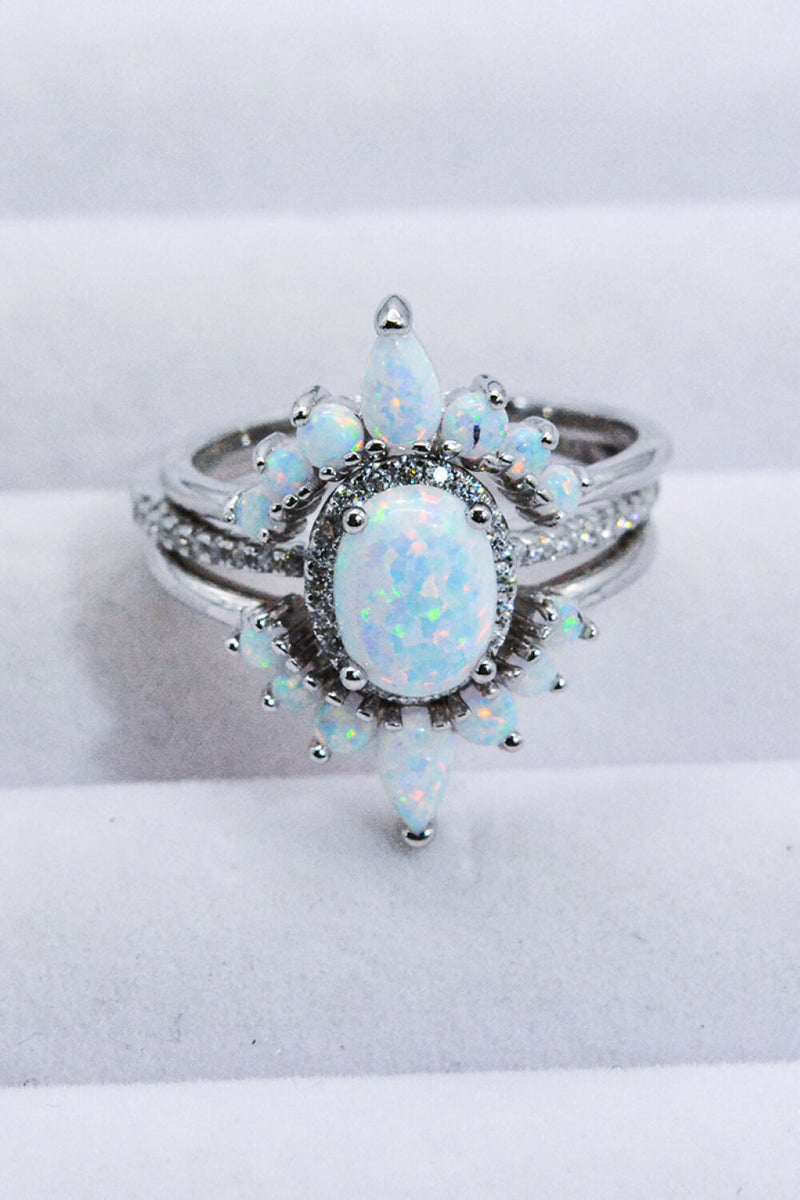 Silver Opal Stacker Ring