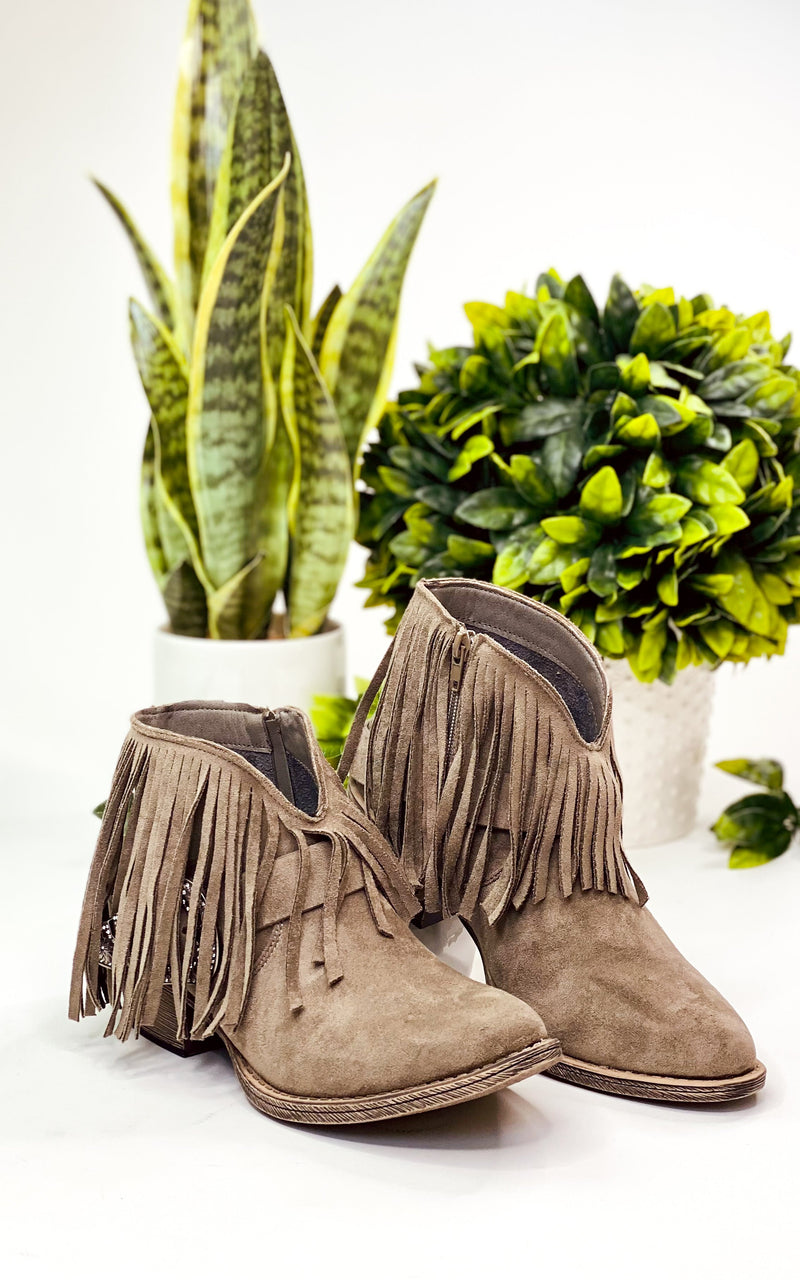 Very G Billie Buckle Booties in Grey