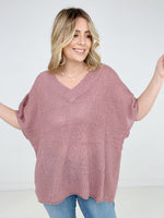 Zenana "Carrie" Oversized V-Neck Sheer Knit Top