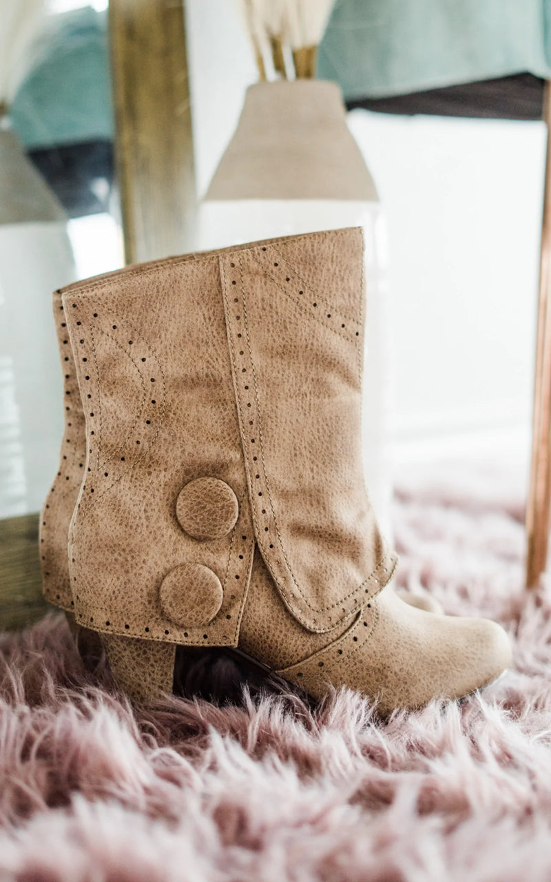 Not Rated Cowgirl Star Booties in Taupe