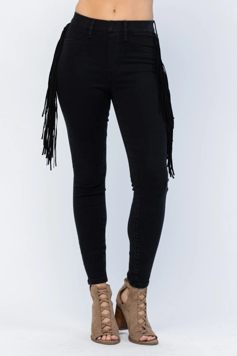 Judy Blue High Rise Side Fringe Skinny Jegging