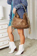 Break Free Leather Fringe Detail Shoulder Bag