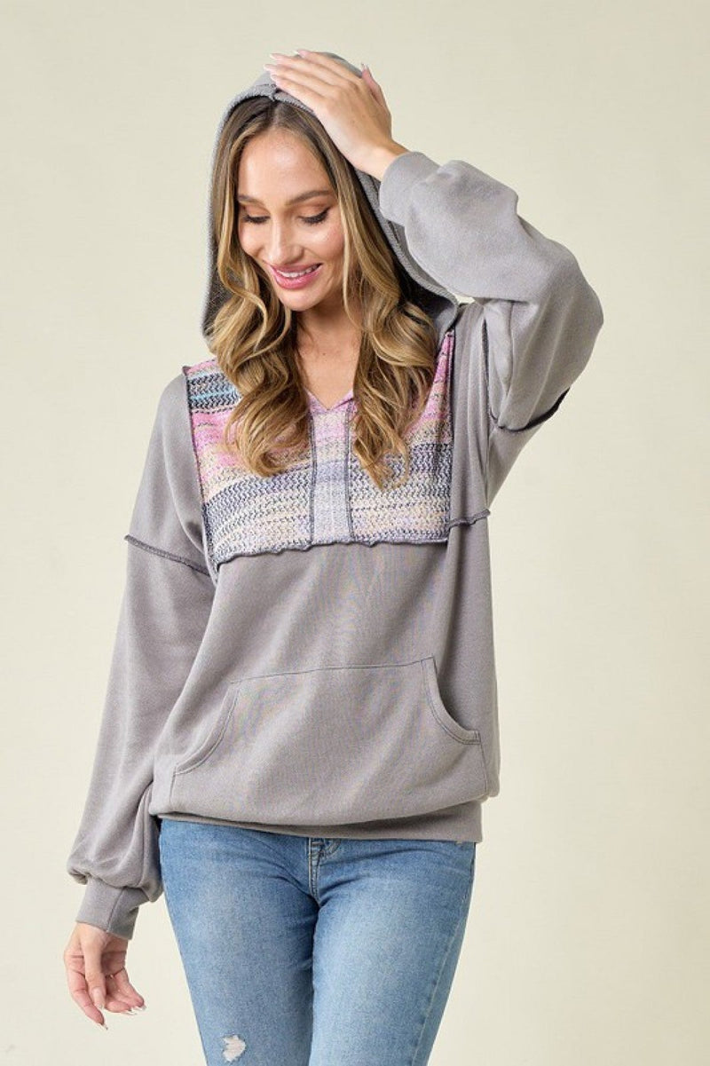 Lovely Melody Multicolor Striped Contrast Hoodie