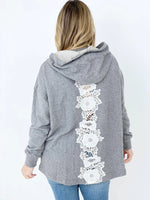 Lana Floral Lace Detail Pullover Hoodie