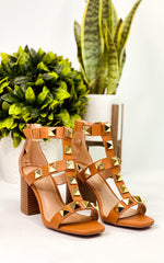 Qupid Della Studded Heel in Camel