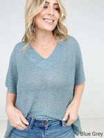 Zenana "Carrie" Oversized V-Neck Sheer Knit Top