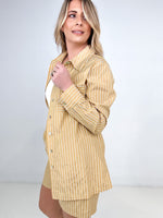 Mountains of Chic Striped Button Down and Shorts Set