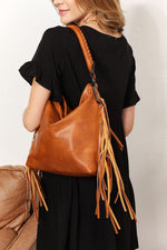 Break Free Leather Fringe Detail Shoulder Bag