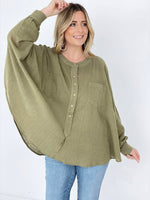 Easel Textured Cotton Linen Oversized Top