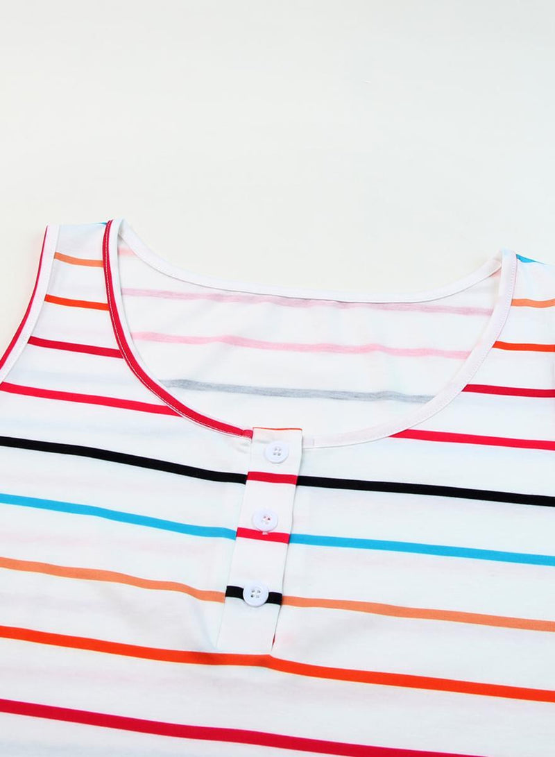 Striped Henley Tank Top