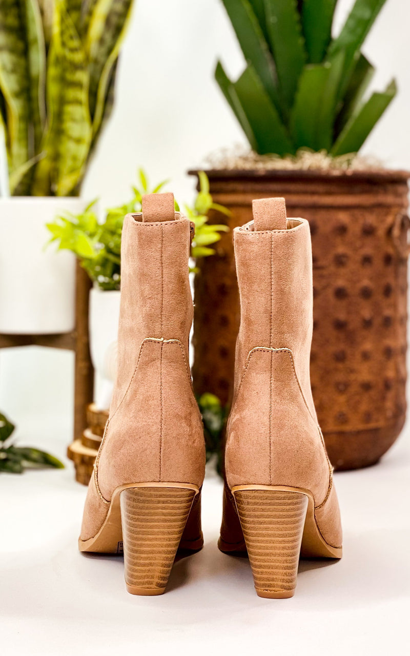 Qupid Romi Booties in Burlwood